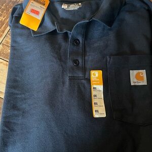 Carhartt Men's Navy Polo Shirt with Pocket